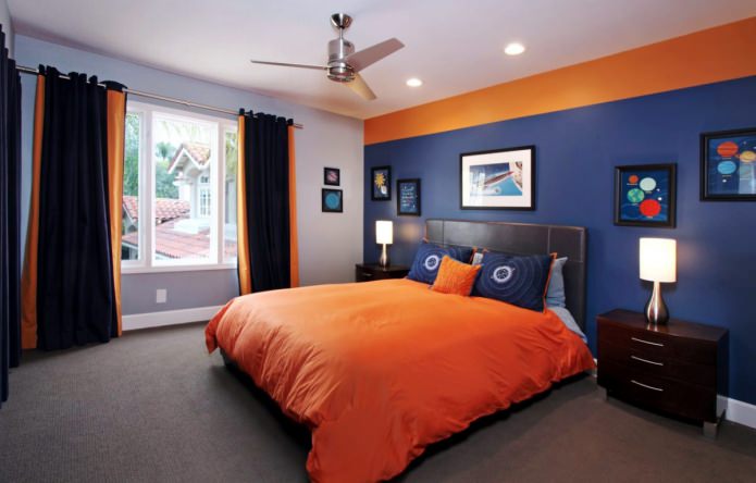 chambre bleu orange