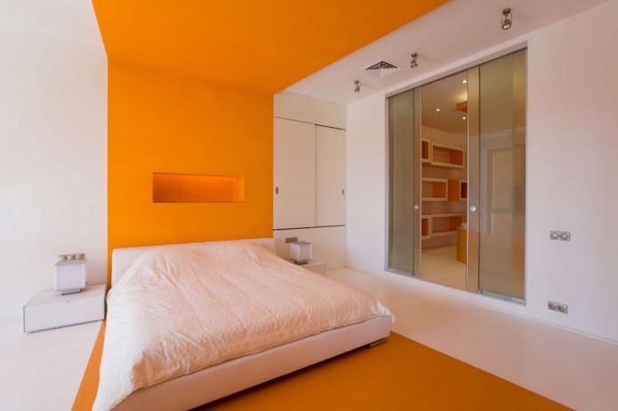 peindre les murs de la chambre en blanc et orange