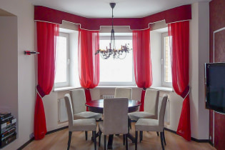Rideaux rouges à l'intérieur: types, tissus, design, combinaison avec du papier peint, décoration, style