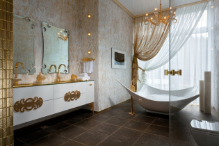 Enduit décoratif dans la salle de bain: types, couleur, design, options de décoration (murs, plafond)