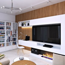 Mur dans le salon (hall): design, types, matériaux, couleurs, options de placement et de remplissage-2